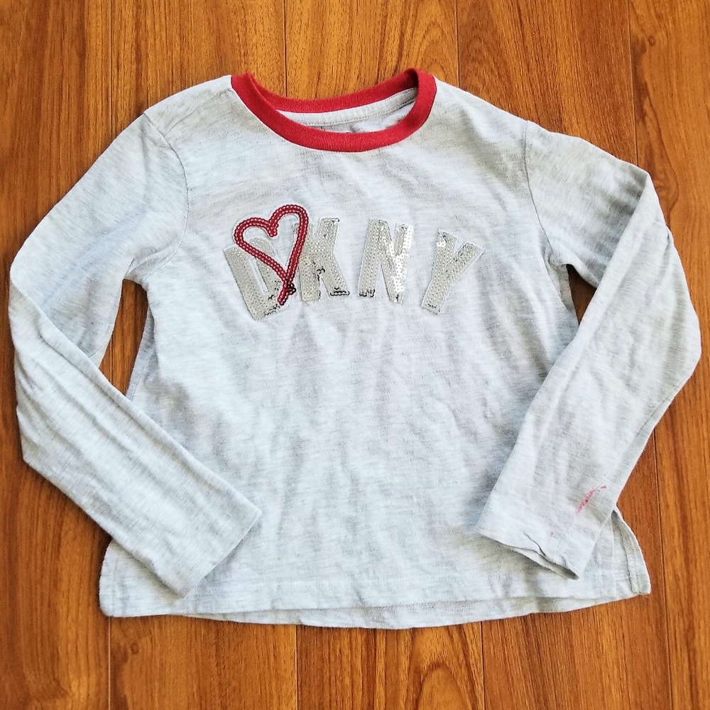 DKNY Girls' Gray Long Sleeve Shirt Small